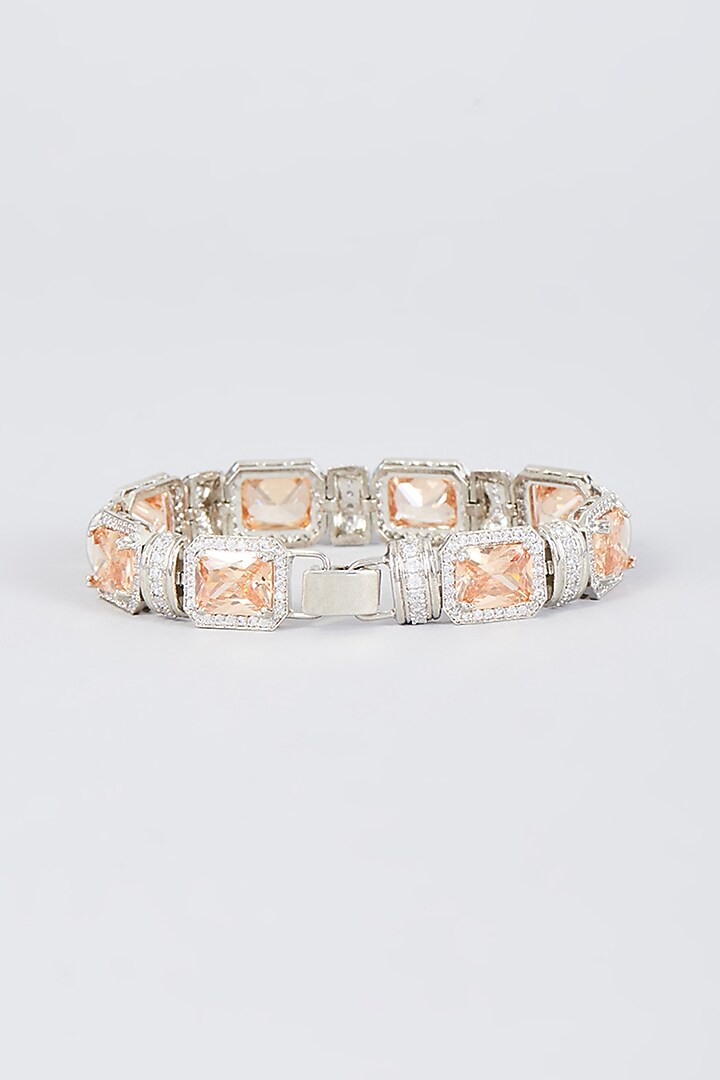 White Finish Zircon Handcrafted Bracelet by Mozaati at Pernia's Pop Up Shop