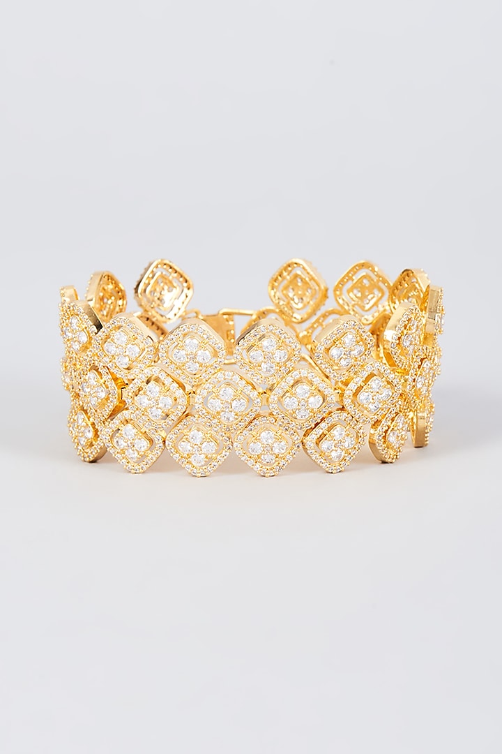 Gold Finish Zircon Handcrafted Bracelet by Mozaati