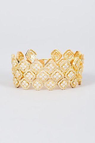 Gold Finish Zircon Handcrafted Bracelet by Mozaati