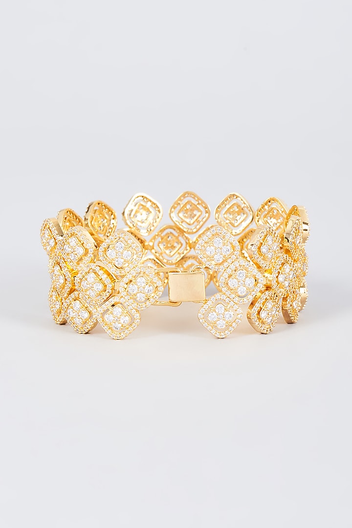 Gold Finish Zircon Handcrafted Bracelet by Mozaati at Pernia's Pop Up Shop