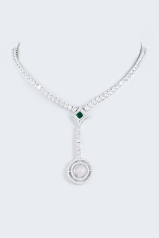White Finish Zircon Handcrafted Necklace by Mozaati