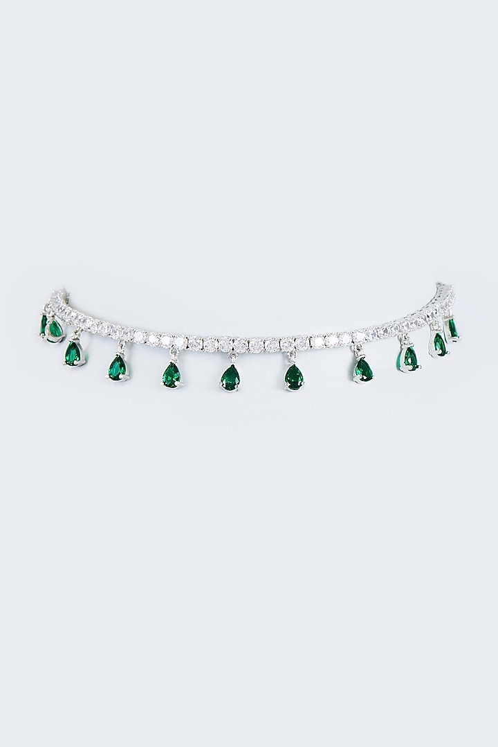 White Finish Zircon Handcrafted Choker Necklace by Mozaati