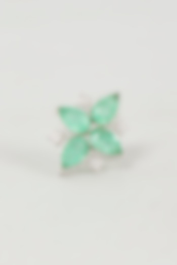 White Finish Cubic Zirconia Ring by Mozaati at Pernia's Pop Up Shop