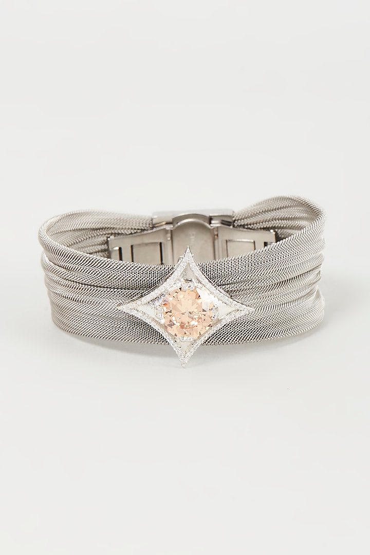 White Finish Cubic Zirconia Bracelet by Mozaati