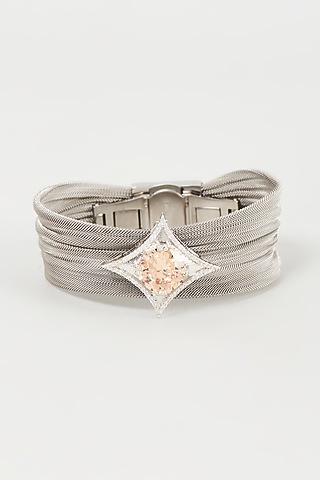 White Finish Cubic Zirconia Bracelet by Mozaati