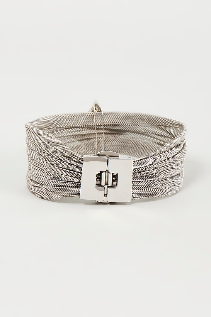White Finish Cubic Zirconia Bracelet by Mozaati at Pernia's Pop Up Shop