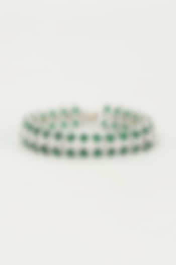 White Finish Cubic Zirconia Bracelet by Mozaati at Pernia's Pop Up Shop