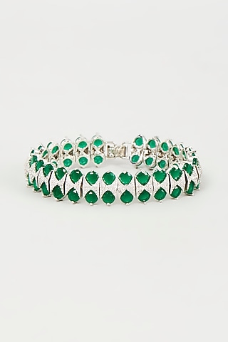 White Finish Cubic Zirconia Bracelet by Mozaati