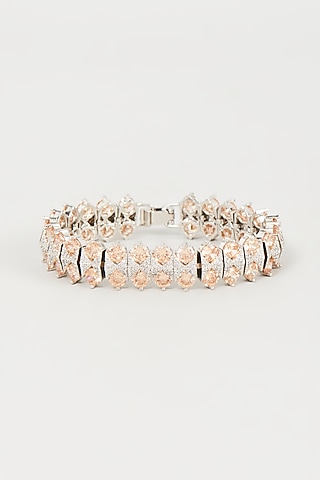 White Finish Cubic Zirconia Bracelet by Mozaati
