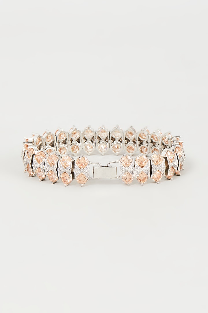 White Finish Cubic Zirconia Bracelet by Mozaati at Pernia's Pop Up Shop