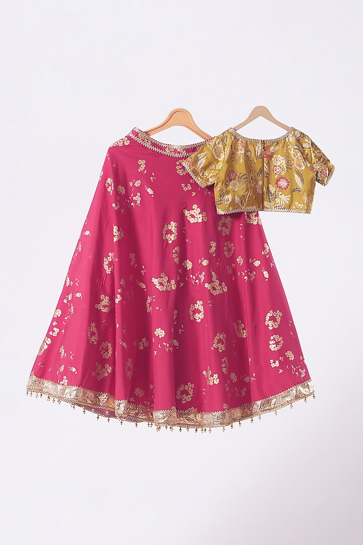 Fuchsia Embroidered Lehenga Set by Moledro - kids at Pernia's Pop Up Shop