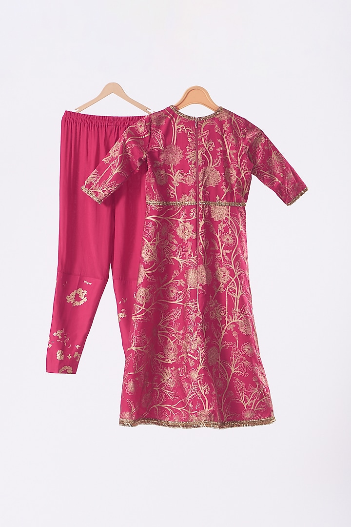 Pink Modal Satin Anarkali Set by Moledro - kids at Pernia's Pop Up Shop