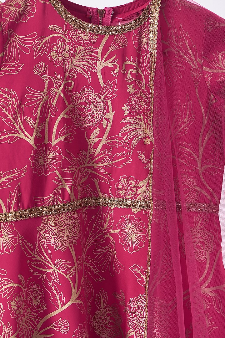 Pink Modal Satin Anarkali Set by Moledro - kids at Pernia's Pop Up Shop