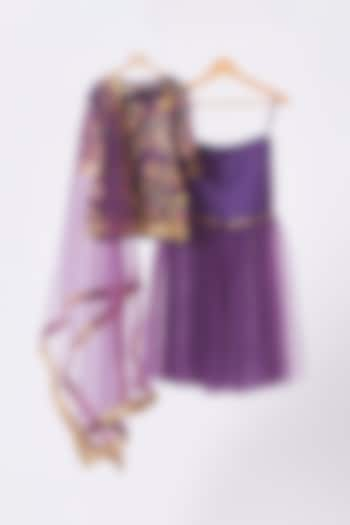 Purple Sharara Set For Girls by Moledro - kids at Pernia's Pop Up Shop