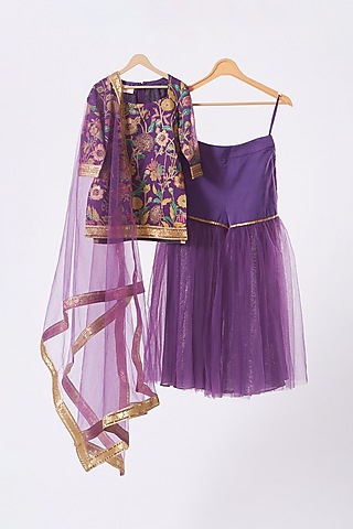 Purple Sharara Set For Girls by Moledro - kids