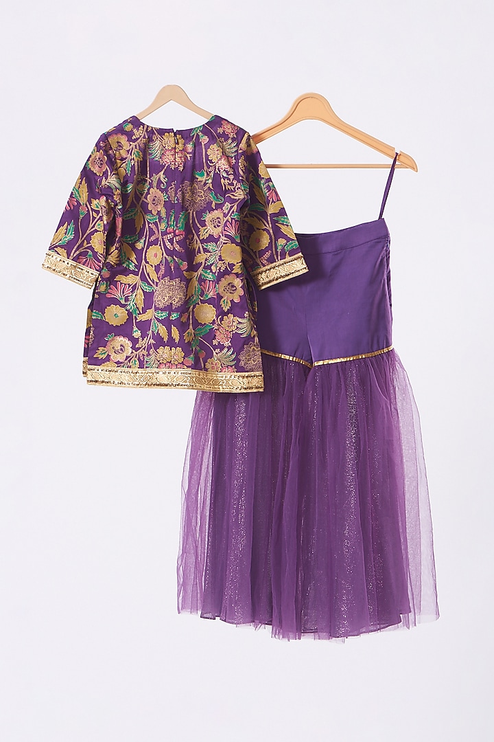 Purple Sharara Set For Girls by Moledro - kids at Pernia's Pop Up Shop