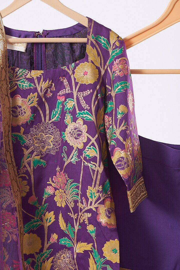 Purple Sharara Set For Girls by Moledro - kids at Pernia's Pop Up Shop