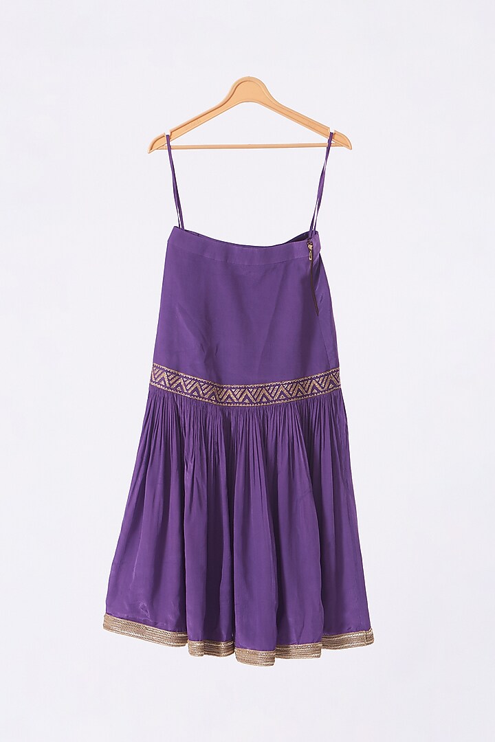 Purple Embroidered Lehenga Set For Girls by Moledro - kids at Pernia's Pop Up Shop