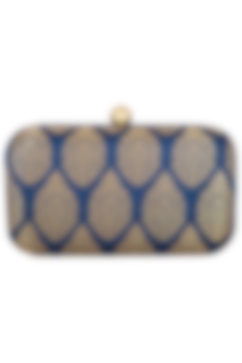 Navy Blue Textured Sling Clutch by MKNY