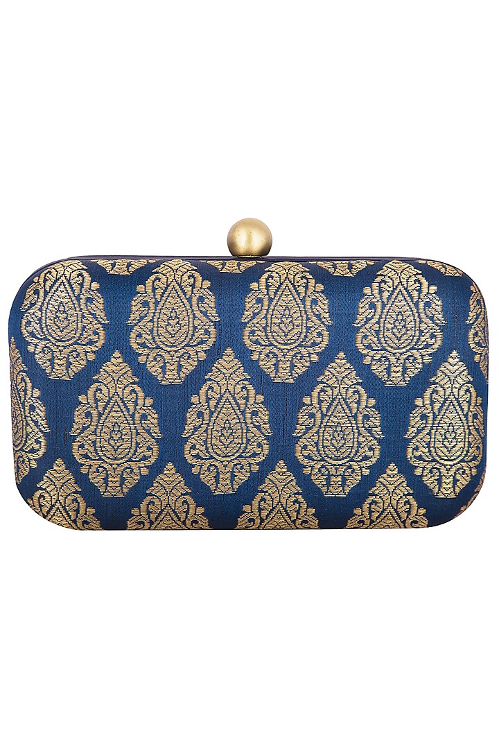 Navy Blue Textured Sling Clutch by MKNY