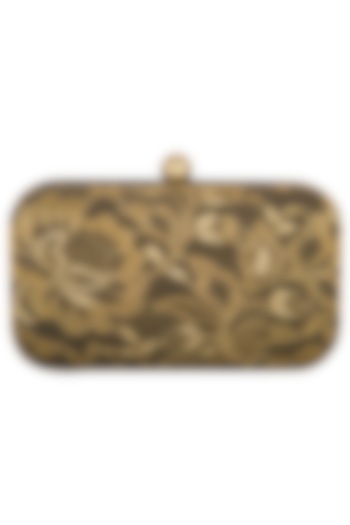 Black & Gold Satin Clutch by MKNY