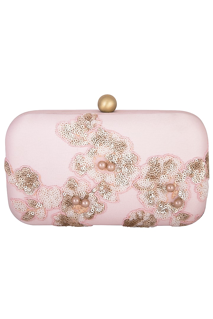 Pale Pink Embroidered Sling Clutch by MKNY