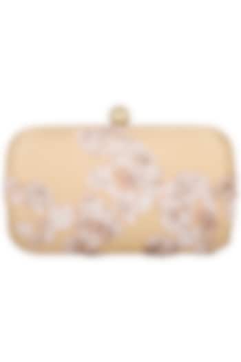 Beige Embroidered Sling Clutch by MKNY