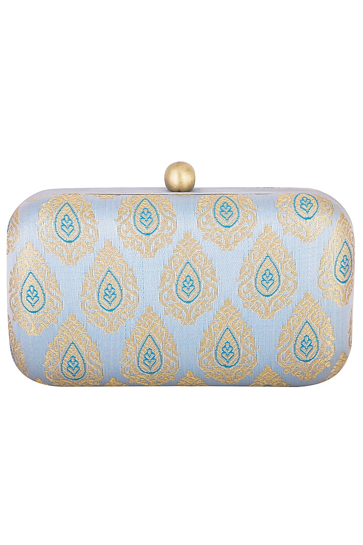 Powder Blue Textured Sling Clutch by MKNY