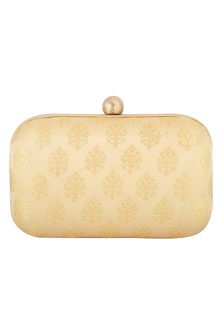 Beige Textured Sling Clutch by MKNY