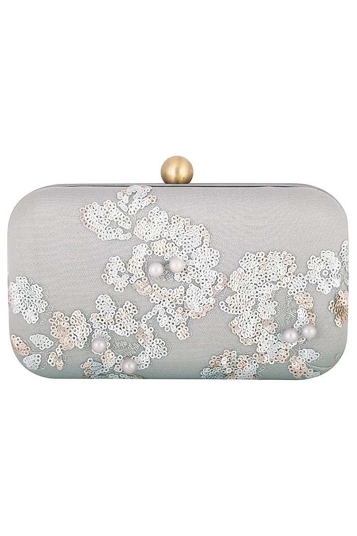Grey Embroidered Sling Clutch by MKNY