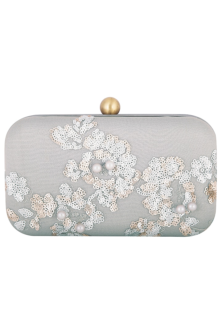 Grey Embroidered Sling Clutch by MKNY at Pernia's Pop Up Shop