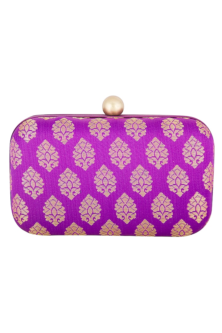 Purple Textured Sling Clutch by MKNY