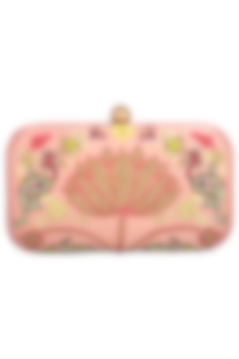 Peach embroidered clutch by MKNY