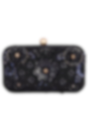 Black embroidered clutch by MKNY