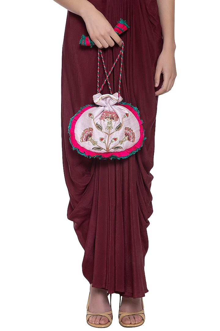 Lilac embroidered potli available only at Pernia's Pop Up Shop.