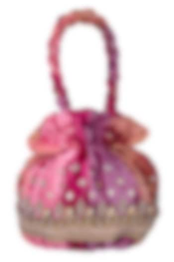 Pink multicolored embroidered potli by MKNY