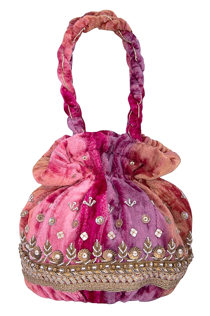 Pink multicolored embroidered potli by MKNY