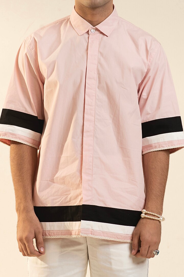 Vanilla Ice Pink Cotton Poplin Party Wear Shirt by DARK HOUR at Pernia's Pop Up Shop