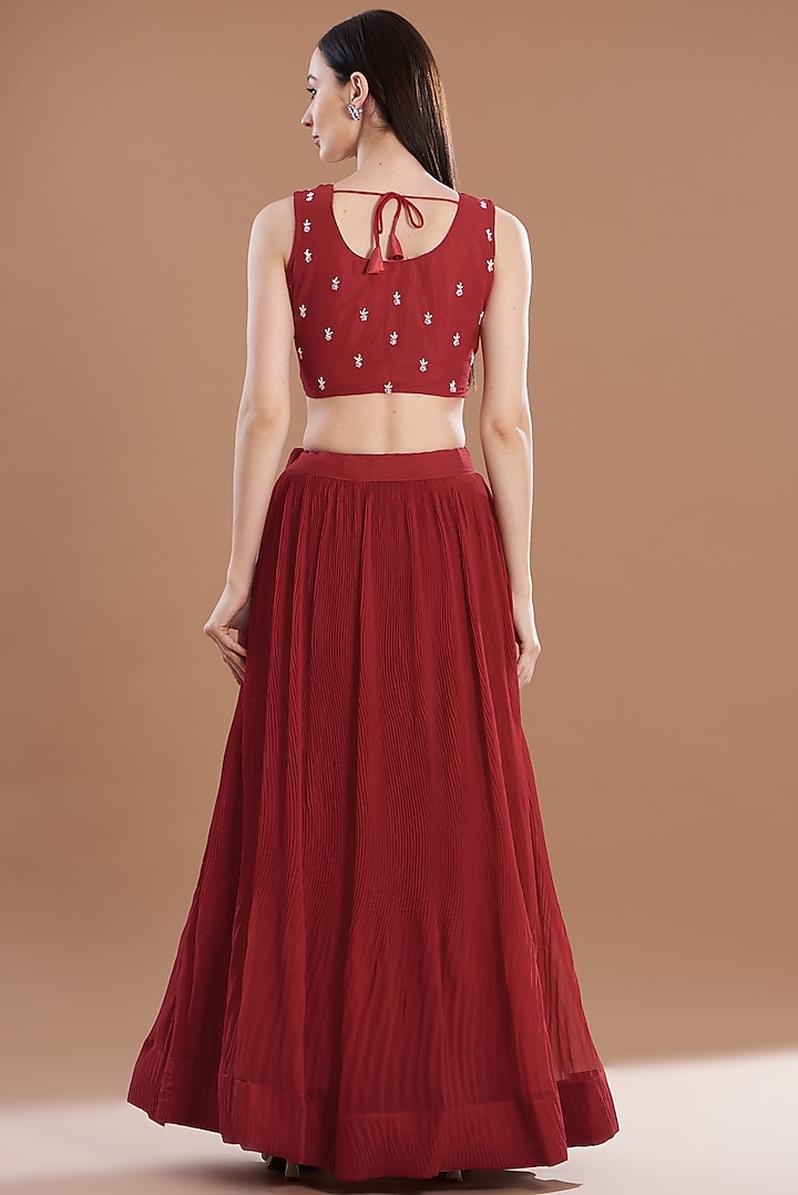 Red Georgette Lehenga Set by House Of Jamoti at Pernia's Pop Up Shop