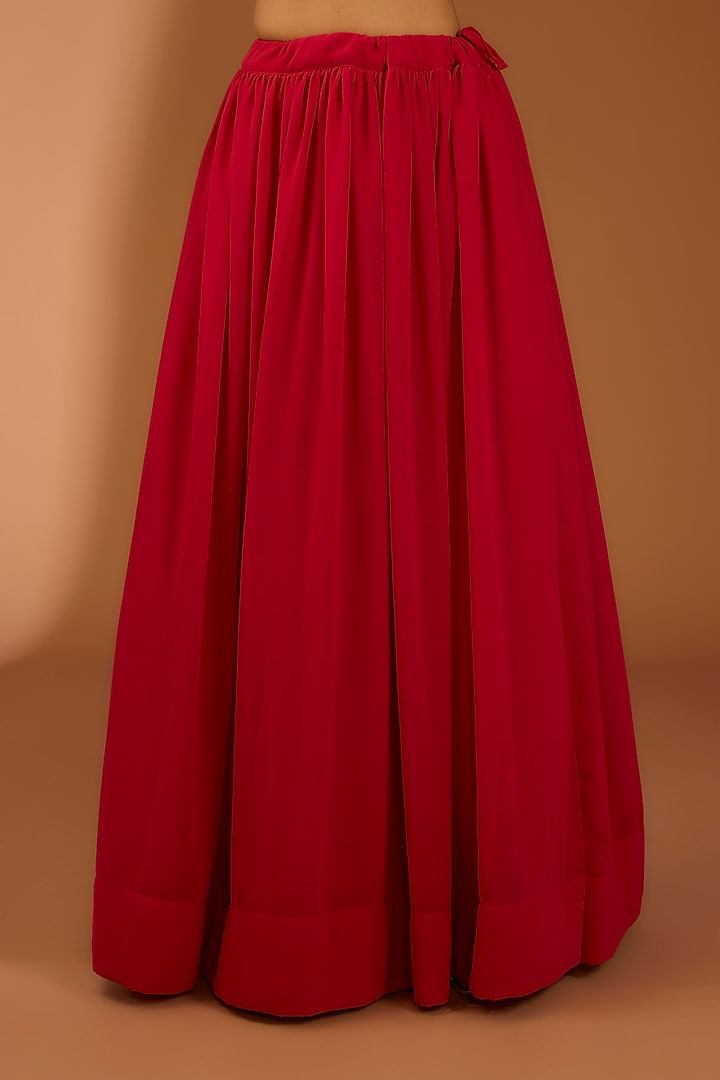 Red Georgette Handwork Lehenga Set by House Of Jamoti at Pernia's Pop Up Shop