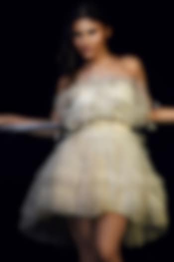 Ivory Tulle Mini Party Wear Dress by Mac Duggal at Pernia's Pop Up Shop