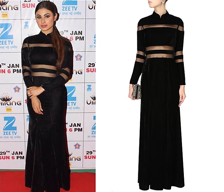 Black sheer floor length gown available only at Pernia's Pop Up Shop.