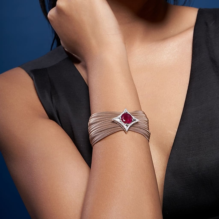 Gold Finish Zircon Handcrafted Bracelet by Mozaati at Pernia's Pop Up Shop