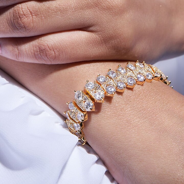 Gold Finish Zircon Handcrafted Bracelet by Mozaati at Pernia's Pop Up Shop