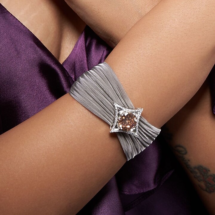 White Finish Cubic Zirconia Bracelet by Mozaati at Pernia's Pop Up Shop
