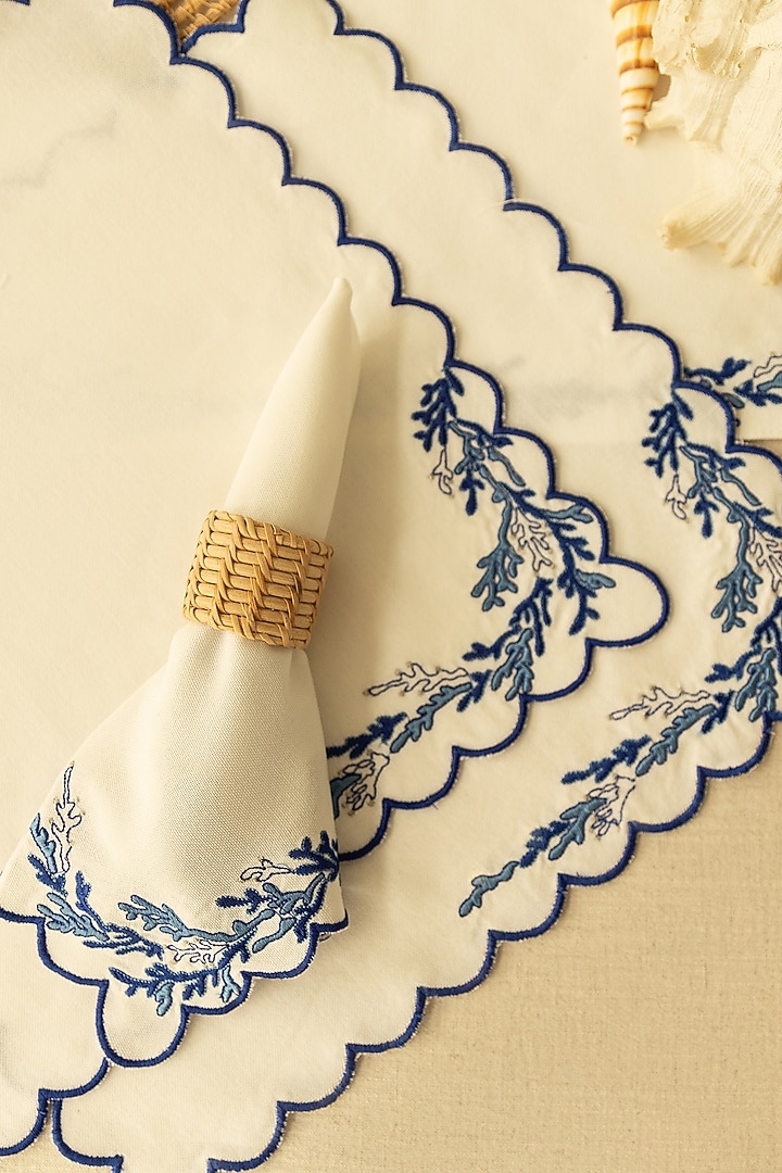 White Polyester Embroidered Runner by Merak Accessories at Pernia's Pop Up Shop