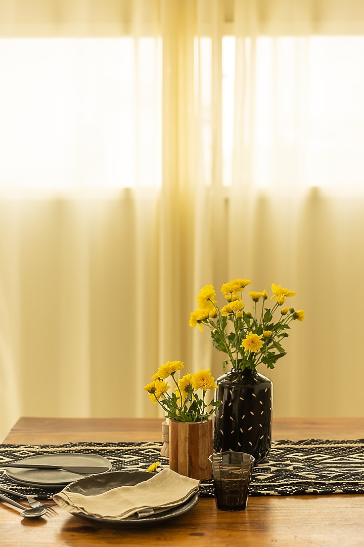 Black Cotton Handwoven Lace Table Runner by Merak Accessories at Pernia's Pop Up Shop