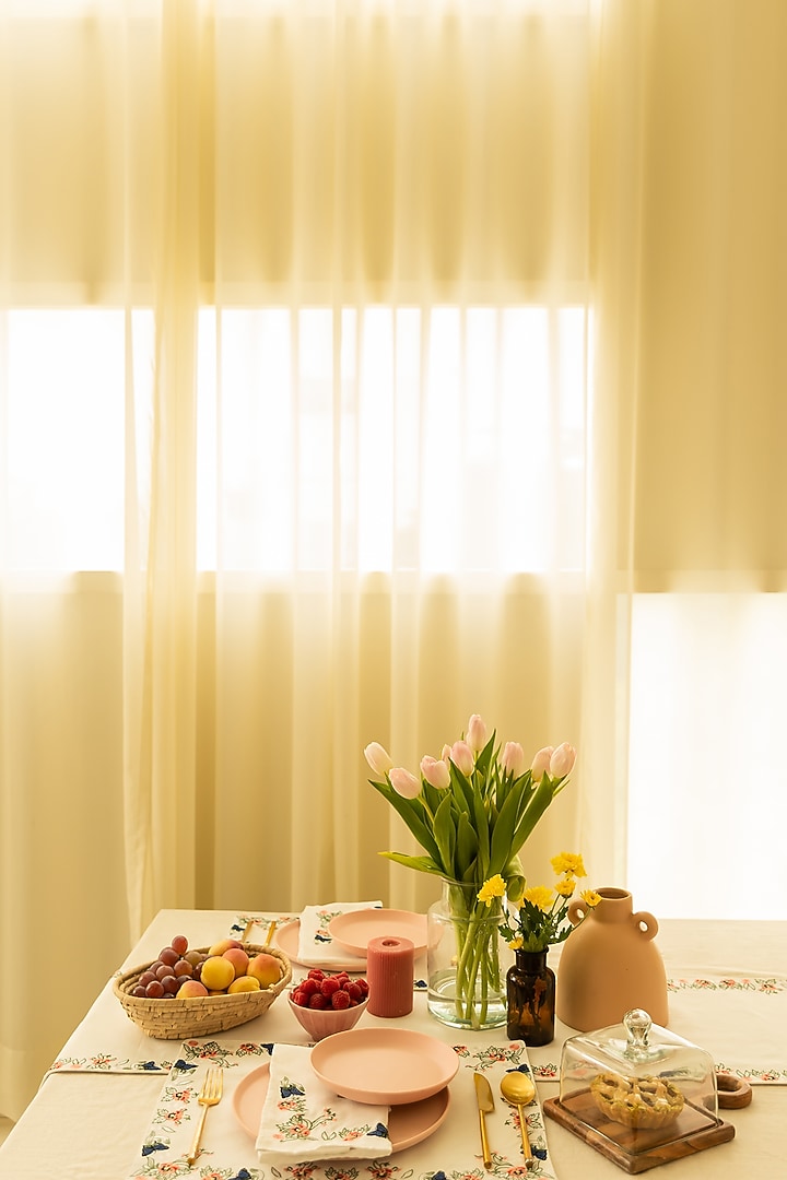 White Floral Embroidered Table Napkins (Set of 4) by Merak Accessories at Pernia's Pop Up Shop