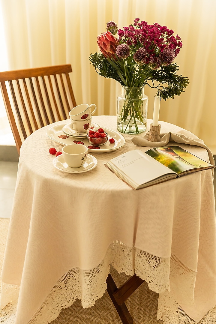 Cream Cotton Lace Table Cloth by Merak Accessories at Pernia's Pop Up Shop