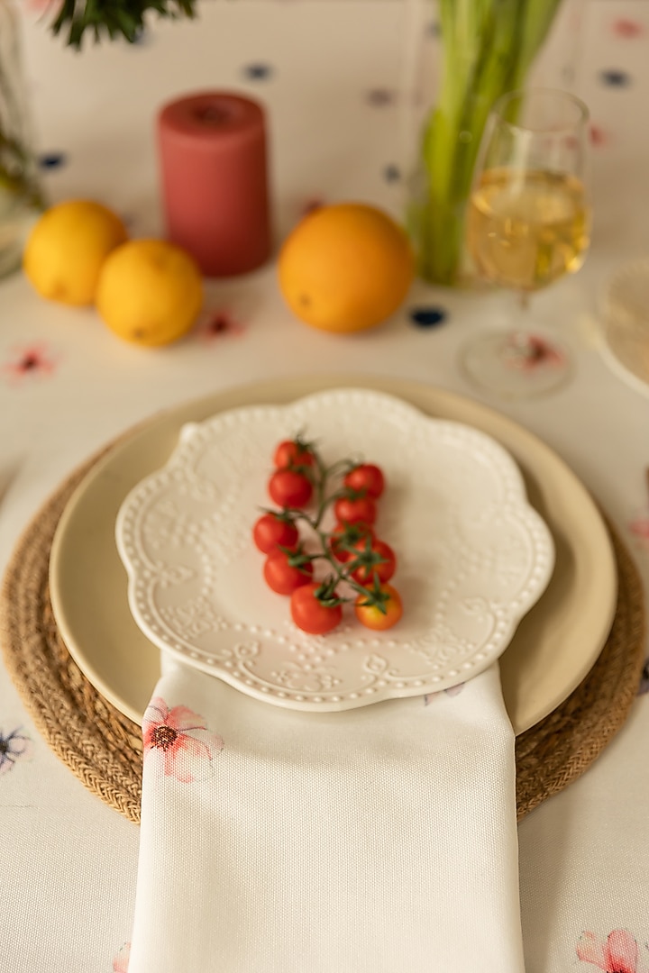 White Polyester Printed Table Cloth by Merak Accessories at Pernia's Pop Up Shop